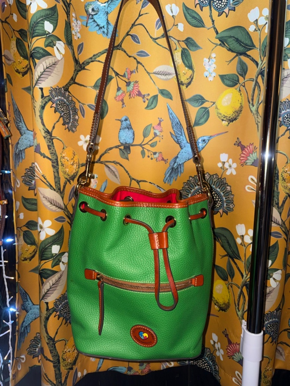 Dooney And Bourke Kelly Green Autism Awareness Drawstring Bucket Bag